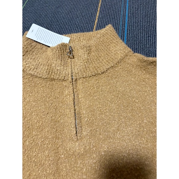 Lillusory Mock Neck Quarter Zip Sweater Camel Textured Knit Cozy Medium - Picture 5 of 11